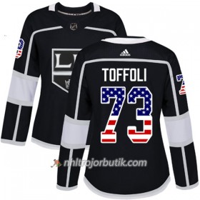 Dame Ishockey Los Angeles Kings Tröja Tyler Toffoli 73 Adidas 2017-2018 Svart USA Flag Fashion Authentic